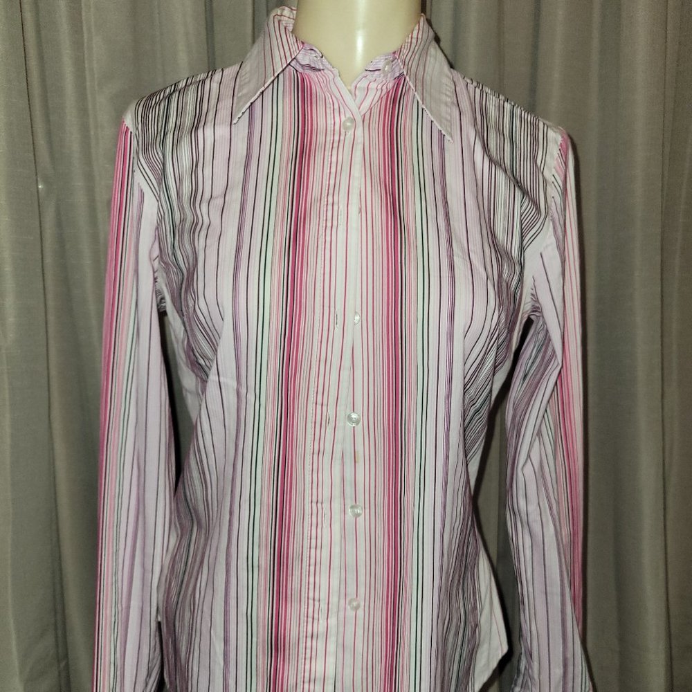 Women's Striped Button-down Express blouse
